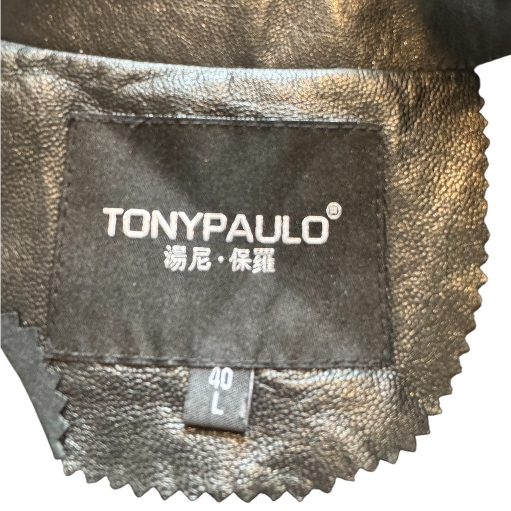 TONYPAULO Black rabbit  Fur & faux Leather Statement Jacket LExcellent condition - Picture 4 of 8